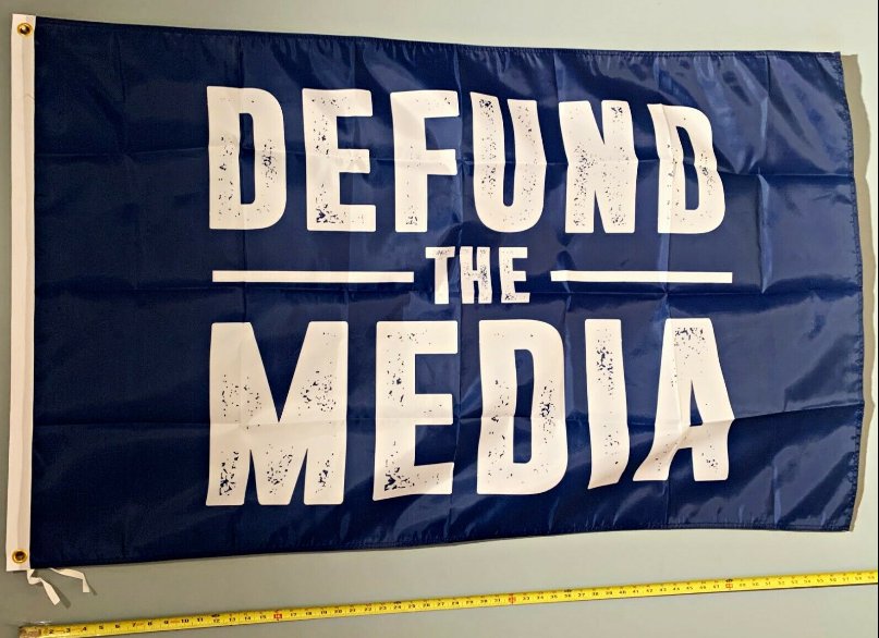 Donald trump Flag Defund The Media BW B Desantis America Sign 3x5'