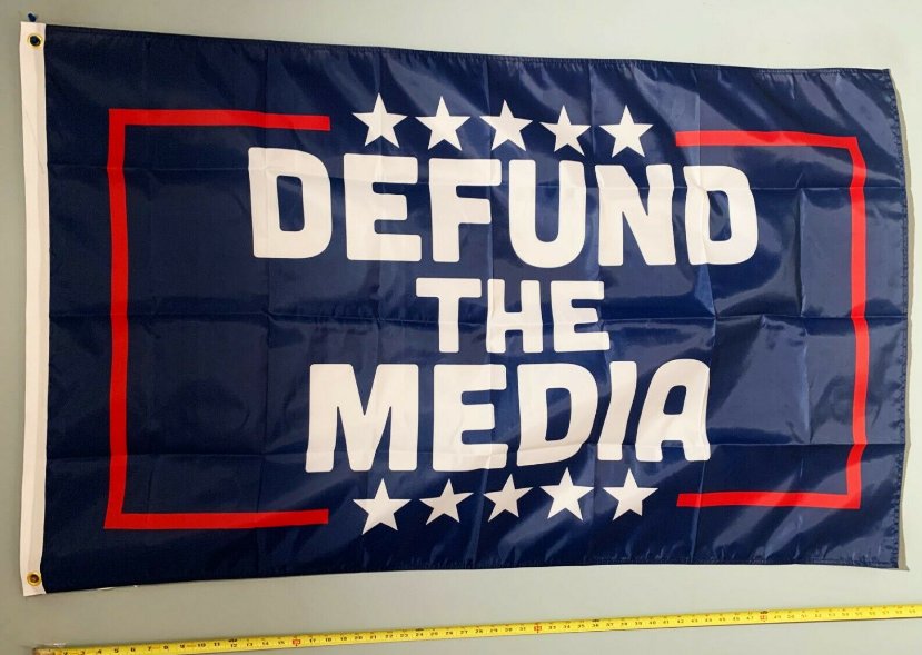 Donald Trump Flag  Defund The Media BW S Desantis America Sign 3x5'