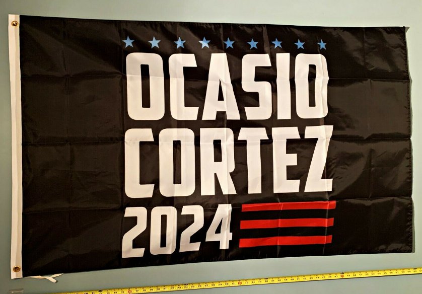 Ocasio Cortez Flag Biden Harris 2024 USA Poster Sign 3x5