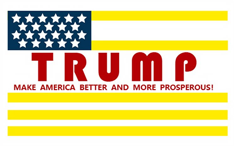 Trump 2024 Flag Yellow 3x5Ft Make America Better And More Prosperous With 2 Grommets Polyester