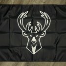 Milwaukee Bucks Logo Flag 3x5 ft Sports Black Banner Man-Cave Garage