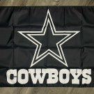 Dallas Cowboys Logo Flag 3x5 ft Sports Black Banner Man-Cave Garage