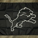 Detroit Lions Logo Flag 3x5 ft Sports Black Banner Man-Cave Garage