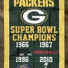 Green Bay Packers Super Bowl Championship Flag Vertical 3x5 ft Football Sports Banner