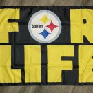 Pittsburgh Steelers for Life Flag 3x5 ft Sports Black Banner Man-Cave Garage