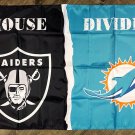 Oakland Raiders vs Miami Dolphins House Divided Flag 3x5 ft Sports Banner