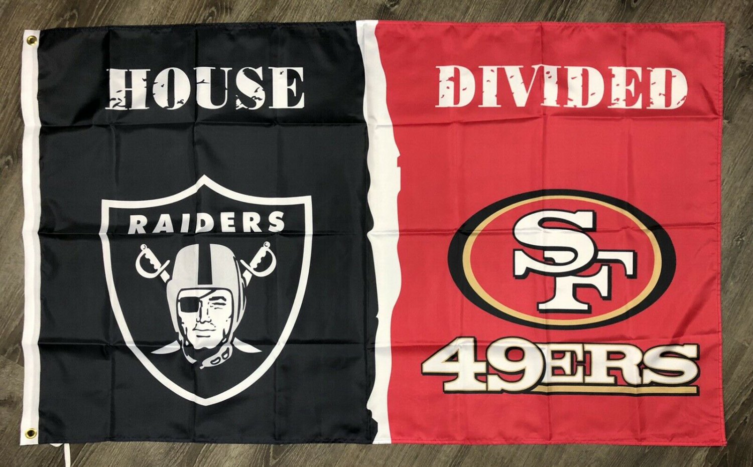 Oakland Raiders vs San Francisco 49ers House Divided Flag Banner  28x40" NFL NEW