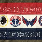 Washington Nationals Redskins Wizards Capitals Flag 3x5 Sports Banner Man-Cave