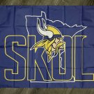 Minnesota Vikings SKOL Flag 3x5 ft Purple Football Banner Man-Cave Garage