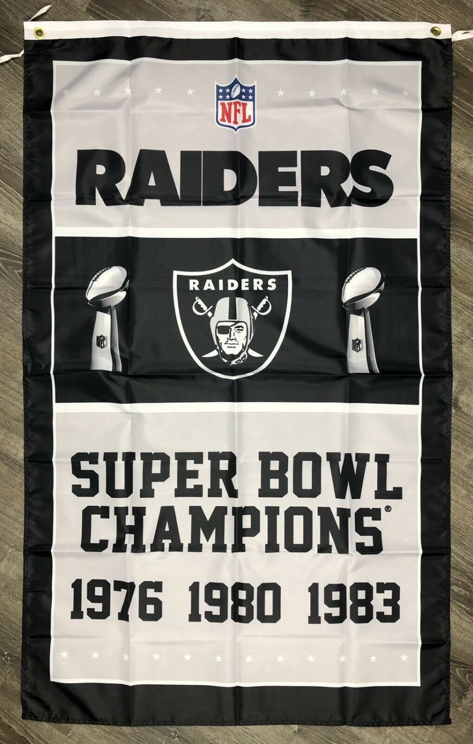 Oakland Raiders 3x Super Bowl Championship Flag 3x5 ft Sports Banner Vertical