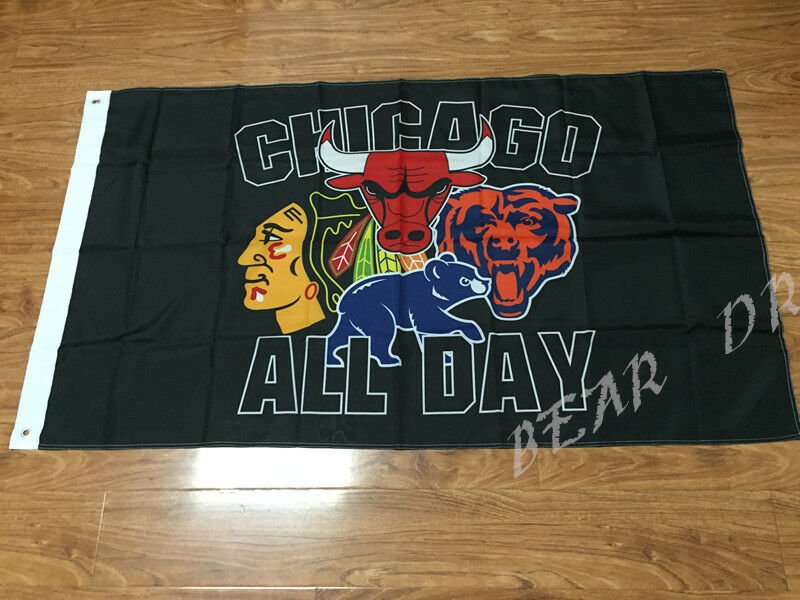 Chicago Blackhawks Chicago Cubs Chicago Bulls mixed polyester banner flag