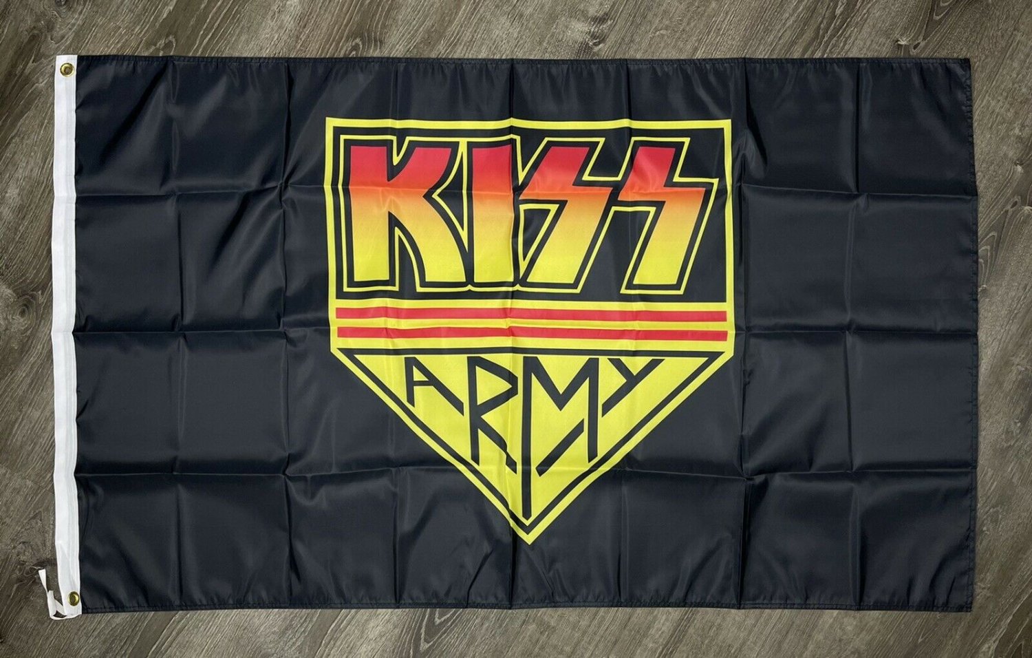 KISS Flag 3x5 ft Black Banner Rock and Roll Music Band Wall Garage Man-Cave