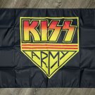 KISS Flag 3x5 ft Black Banner Rock and Roll Music Band Wall Garage Man-Cave