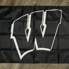 Wisconsin Badgers Logo Flag 3x5 ft Black Sports Banner Man-Cave Garage