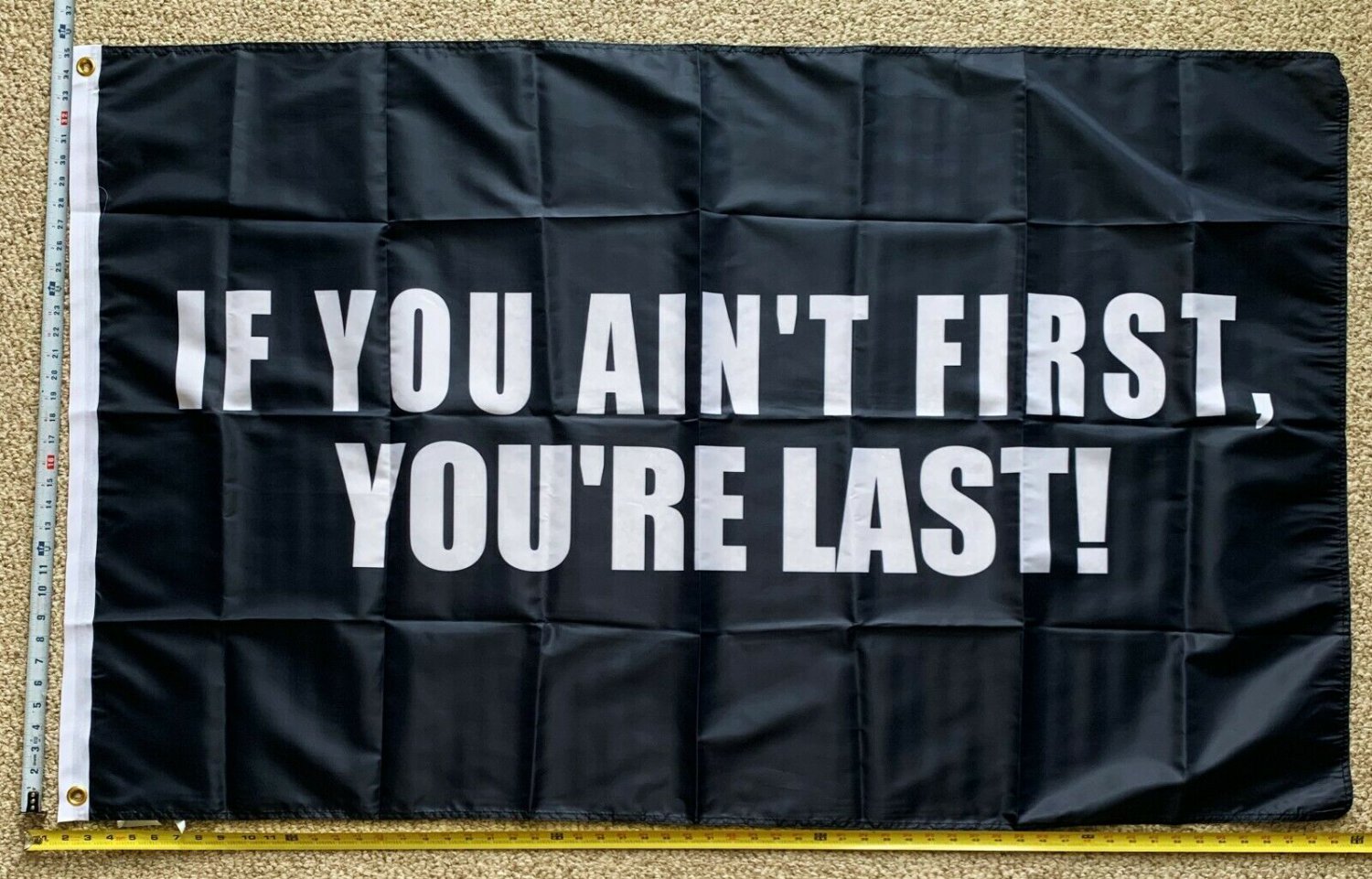 Shake N Bake Flag Nascar Racing Ain't 1st Last B Poster Sign 3x5'