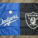 Los Angeles Dodgers vs Oakland Raiders Flag 3x5 ft Sports Banner Garage