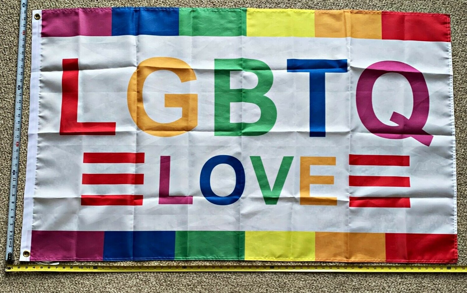 Equality Flag LGBTQ Love Peace Happy Freedom USA Sign Poster 3x5'