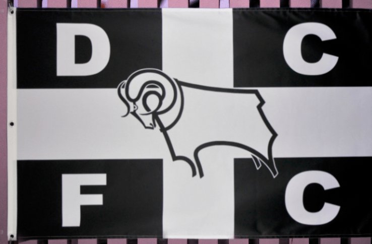 Derby County Football Club Flag Black White 3x5ft Banner Polyester