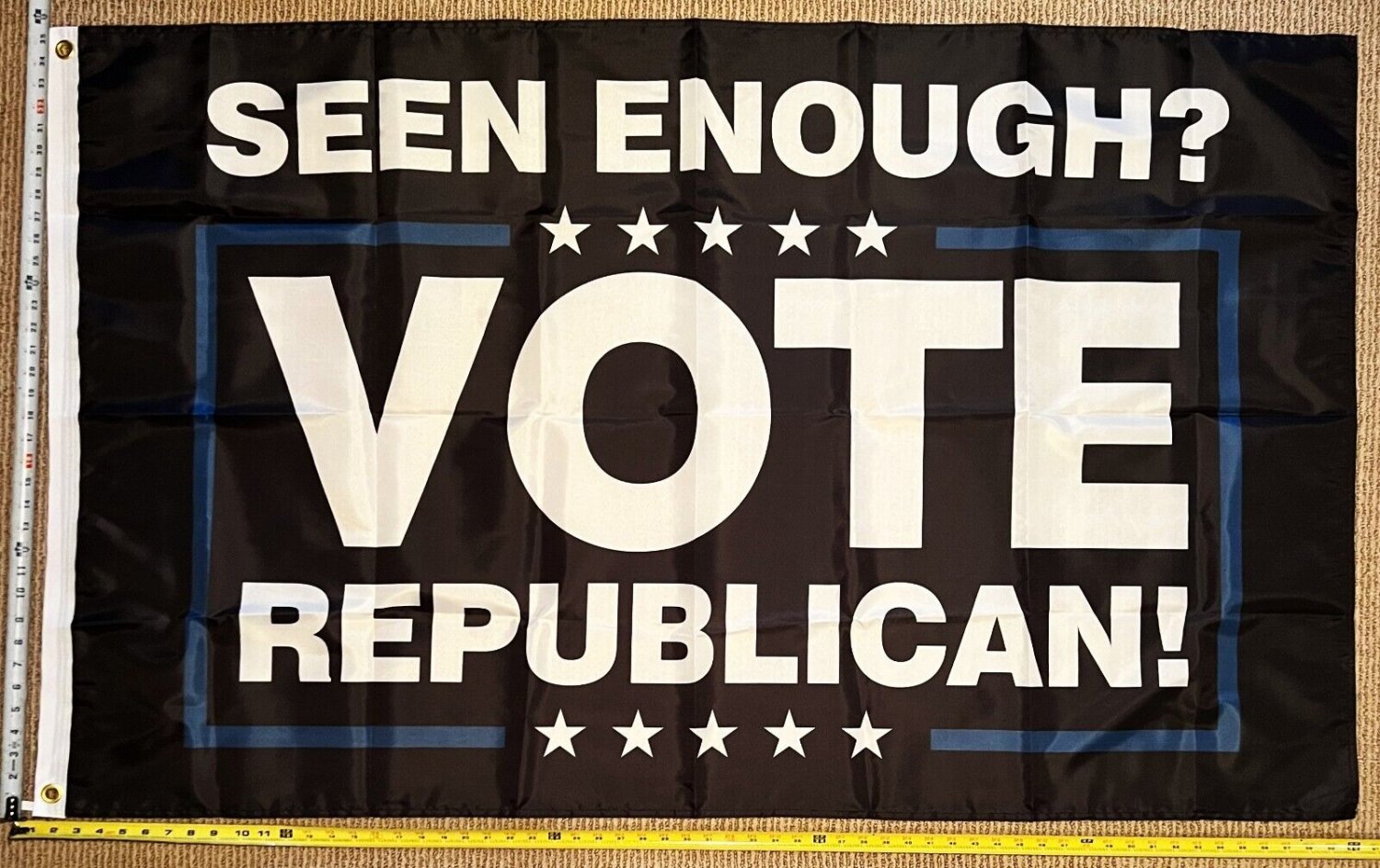 Republican Flag Seen Enough Vote Black Trump Desantis America USA Sign 3x5'