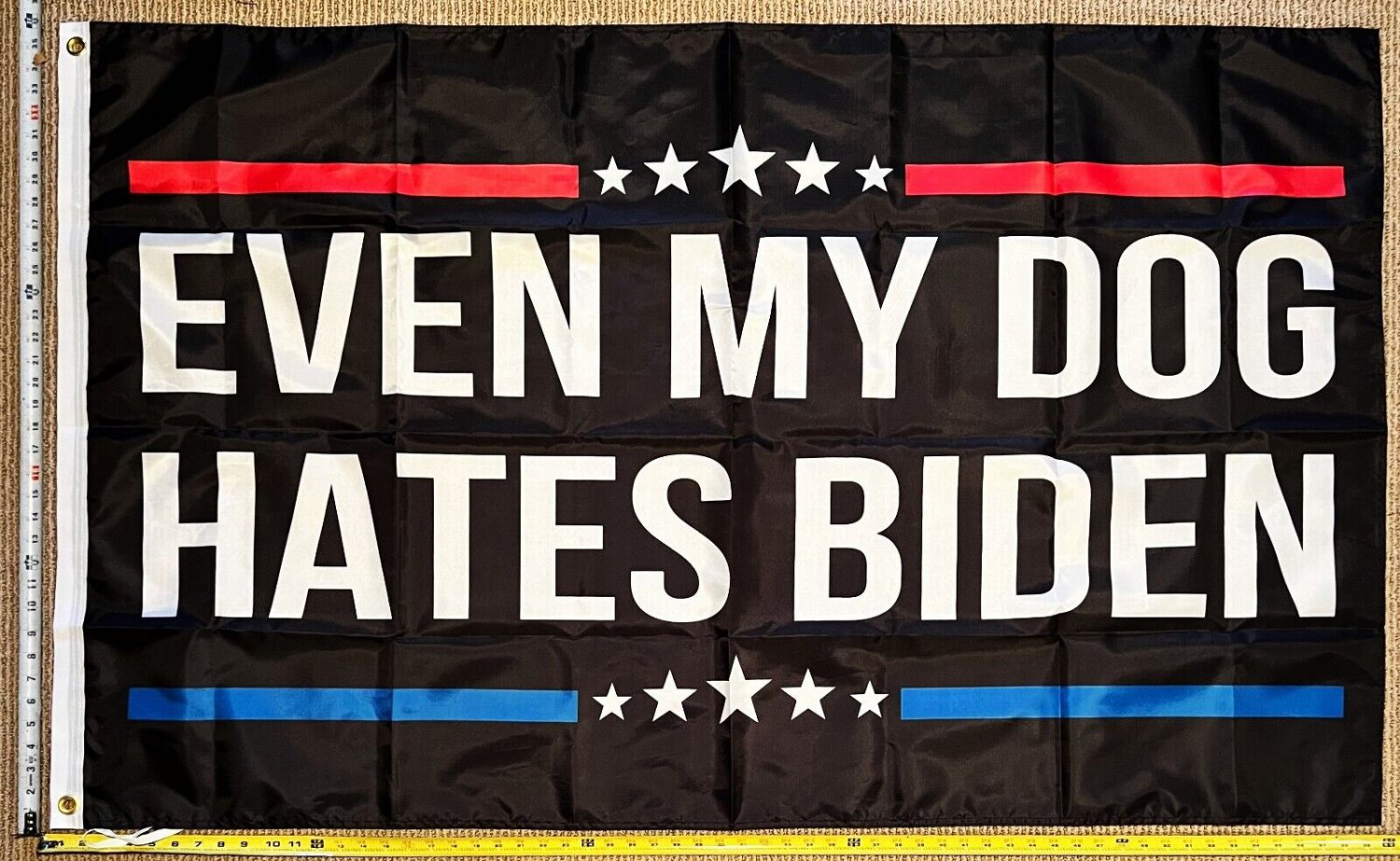 Donald Trump Flag Dog Hates Biden Black America Desantis USA Sign 3x5'