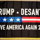 Donald Trump Flag Save America Again 2024 Black Desantis USA Sign 3x5'