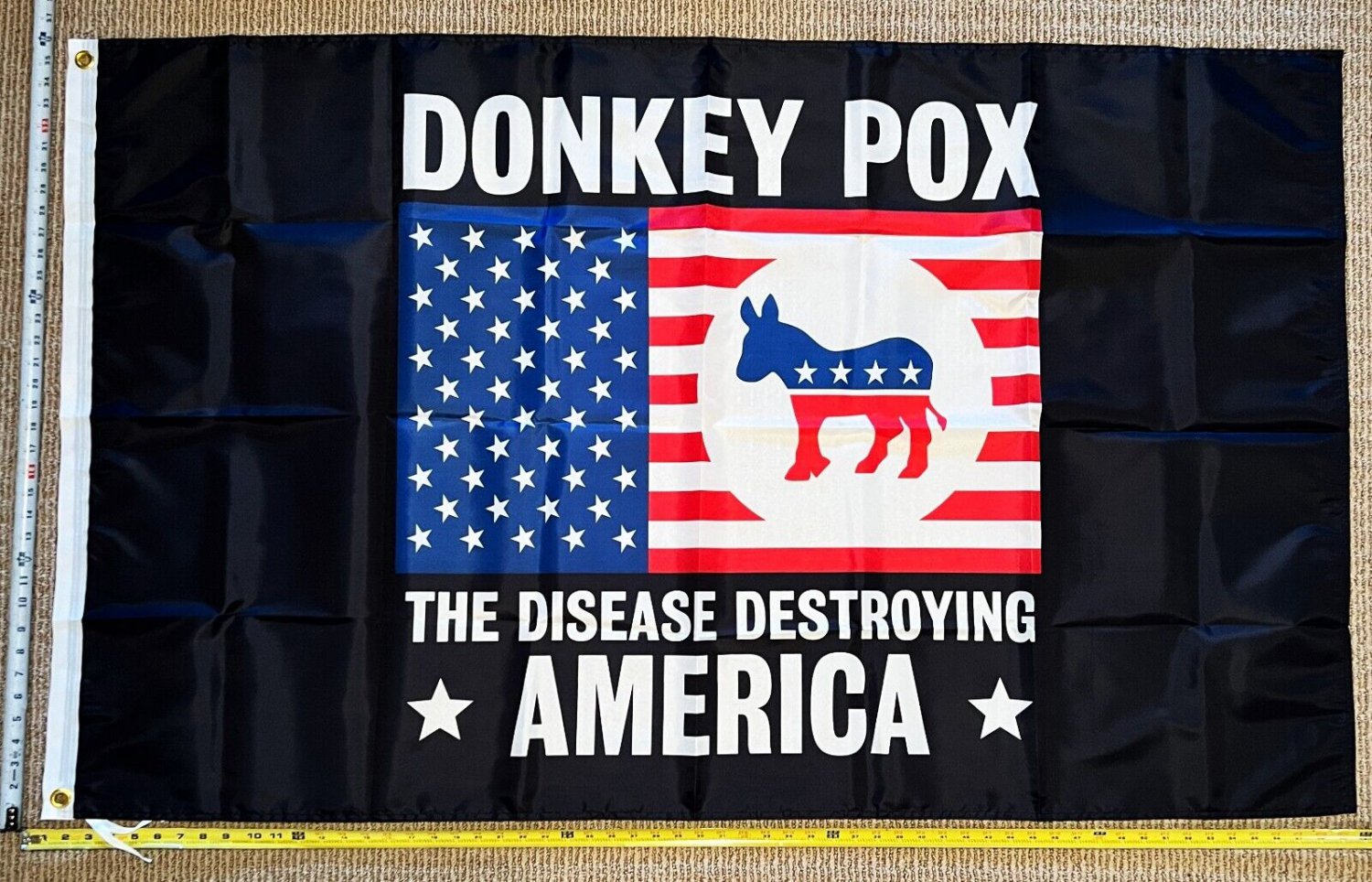 Donald Trump Flag Donkey Pox Black Save America Desantis USA Sign 3x5'