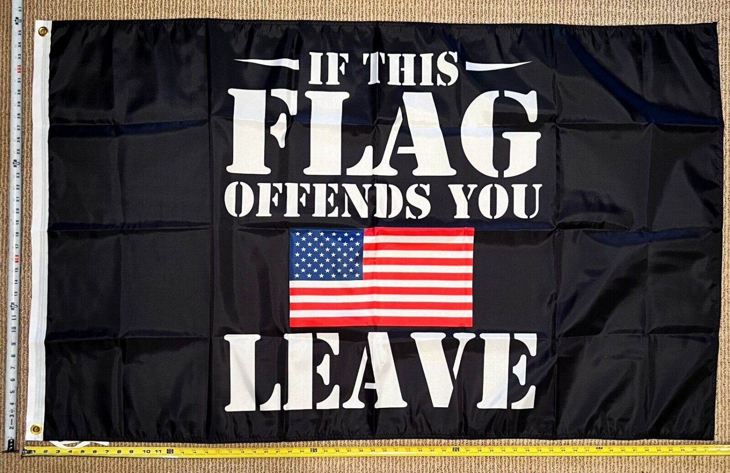 Donald Trump Flag If This Flag Offends You Black Sign Poster USA 3x5'