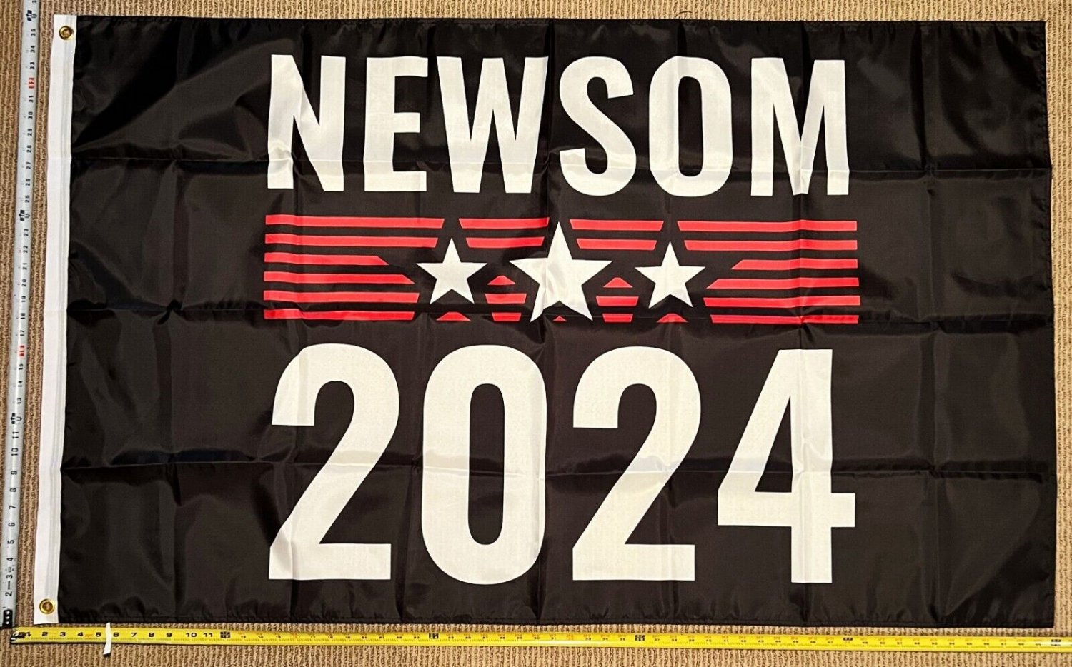 Gavin Newsom Flag Black 2024 Democracy Democrat Equality USA Sign 3x5'