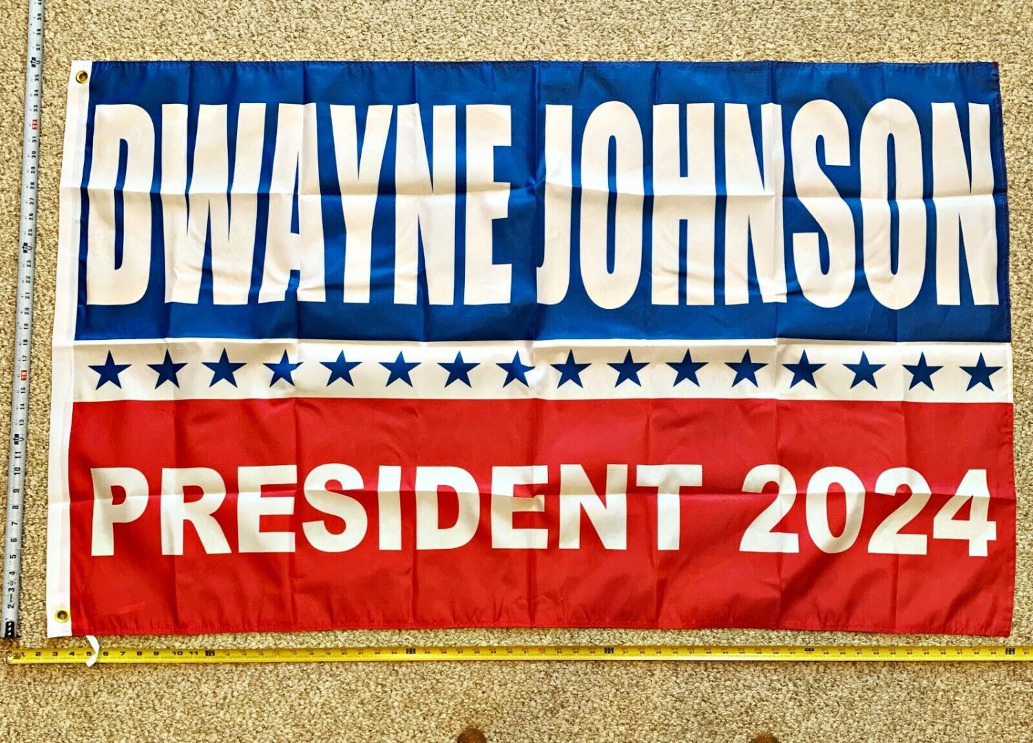 Dwayne Johnson Flag Trump Biden President 2024 Block Sign USA 3x5'