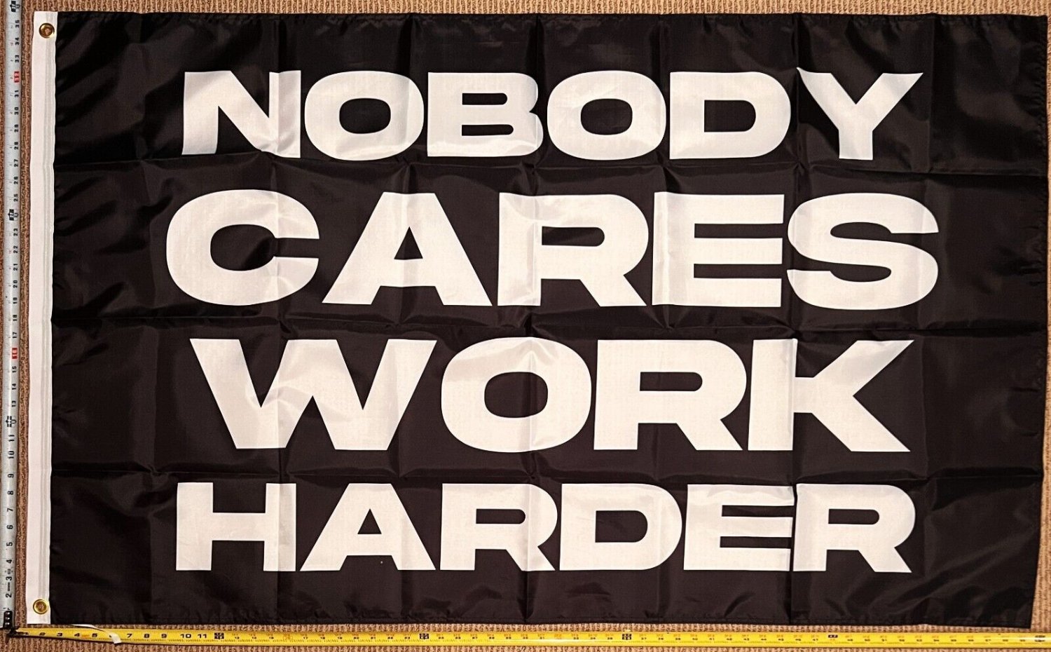 Motivation Flag Nobody Cares Work Harder Bl Gym Banner Sign 3x5'