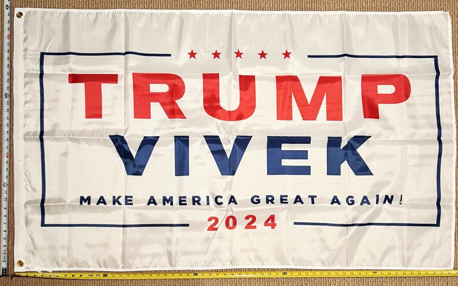 Donald Trump Flag 2024 White Save America Vivek Rumaswamy USA Sign 3x5'