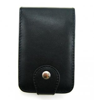 Vertical Leather Flip Cover Pouch Case for Creative Zen Vision M - Black