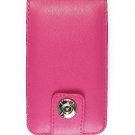 Leather Flip Cover FOLIO Carrying Case for Apple iTouch MP3 Music Video Player - HOT PINK
