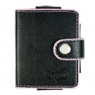 Baby Pink Line BLACK Leather Wallet Case for Apple iPod Nano 3rd Generation