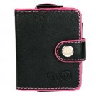 Hot Pink Line BLACK Leather Wallet Case for Apple iPod Nano 3rd Generation