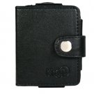SOLID BLACK Leather Wallet Case for Apple iPod Nano 3rd Generation
