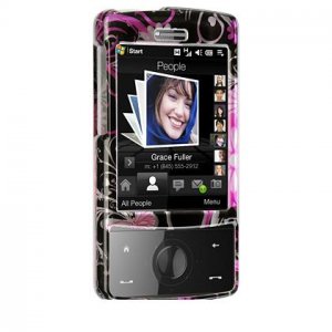 Hard Plastic Shield Protector Faceplate Case for HTC Touch Diamond CDMA - Pink Butterfly