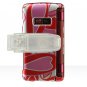 Crystal Hard Shell Shield Protector Case with Belt Clip for LG enV2 VX9100 - Red Hearts