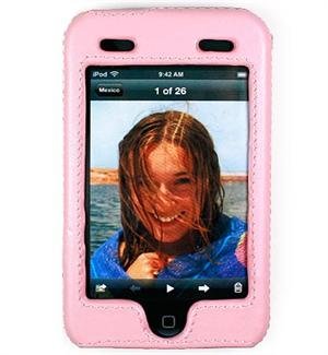 PINK Apple iTouch Leather Snap-On Case