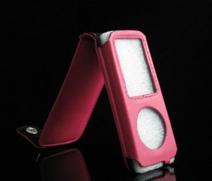 Vertical Leather Pouch Cover Case for Apple iPod Nano Chromatic - Pink
