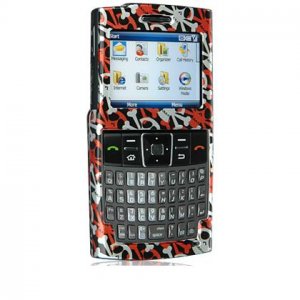 Crystal Shield Protector Case for Samsung Ace i325 - Red Skulls