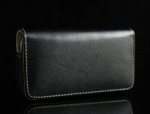 Premium Horizontal Leather Cover Case for Apple iPhone - Black