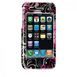 Hard Plastic Shield Protector Faceplate Case for Apple iPhone 3G - Pink Butterfly