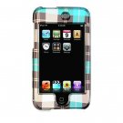 Hard Plastic Shield Protector Faceplate Case for Apple iTouch 2 - Blue Check