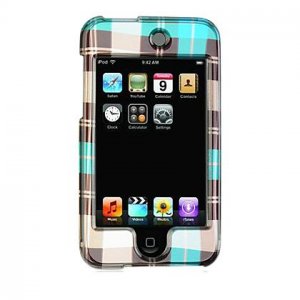 Hard Plastic Shield Protector Faceplate Case for Apple iTouch 2 - Blue Check