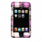 Hard Plastic Shield Protector Faceplate Case for Apple iTouch 2 - Hot Pink Check
