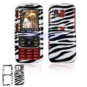 Hard Plastic Design Cover Case for Samsung Rant M540 - Black / White Zebra Stripes