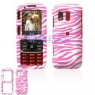 Hard Plastic Design Cover Case for Samsung Rant M540 - Pink / White Zebra Stripes