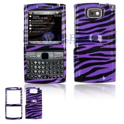 Hard Plastic Design Cover Case for Samsung Epix i907 - Purple Black Zebra
