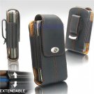 Black Leather Vertical Extendable Belt Clip Pouch Case for Samsung Eternity A867 (#2)
